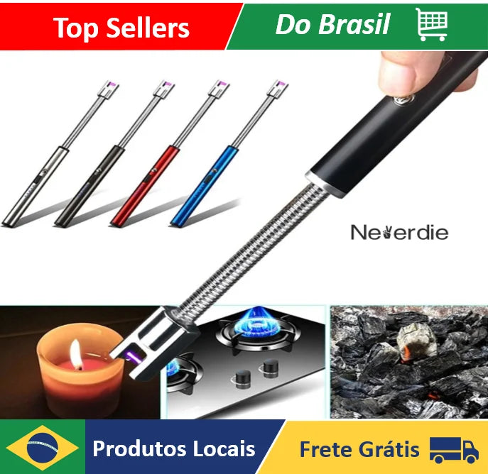 Isqueiro eletrônico recarregável USB para fogão de churrasco - Neverdie Store