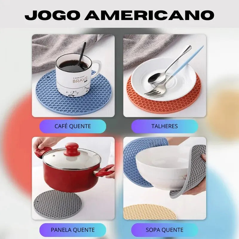 Jogo Americano Isolante Térmico Silicone Ideal Para Cozinha Refeições Quentes Gourmet