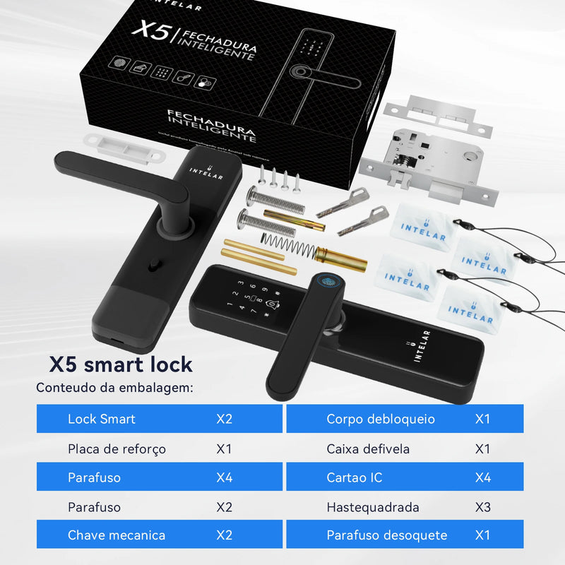 Intelar X5 Do Brasil Tuya Wifi Digital fechadura eletrônica inteligente fechadura de impressão digital para casa fechadura de casa com impressão digital senha