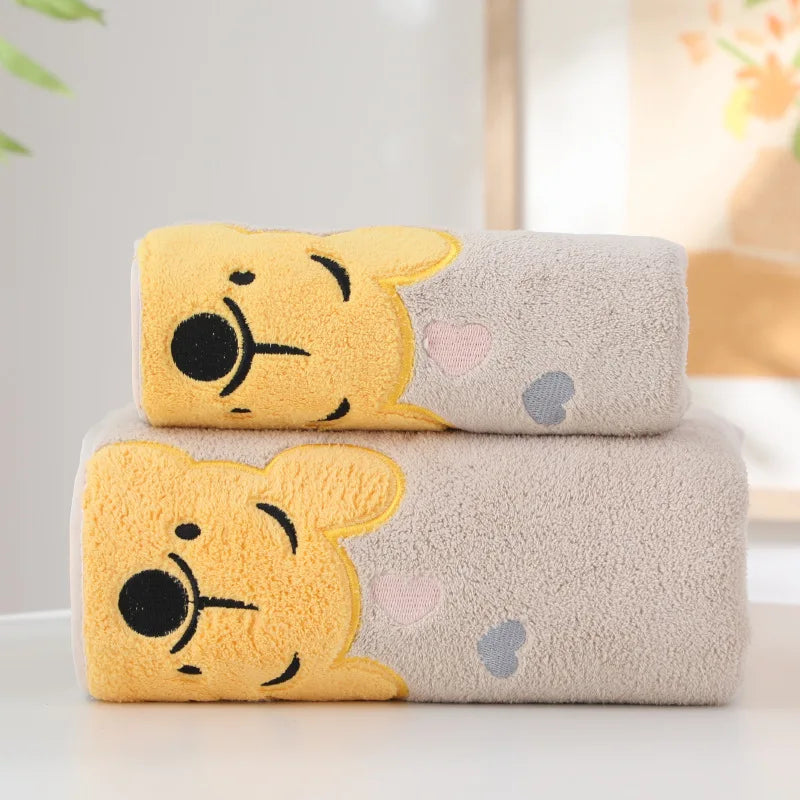 Toalha de banho de veludo coral bordado com desenho animado do Ursinho Pooh Toalha de banho macia e absorvente Toalha de rosto esportiva para casa Toalha de banho