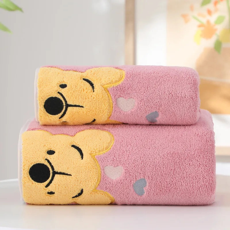 Toalha de banho de veludo coral bordado com desenho animado do Ursinho Pooh Toalha de banho macia e absorvente Toalha de rosto esportiva para casa Toalha de banho