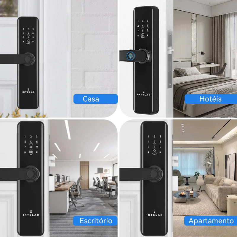 Intelar X5 Do Brasil Tuya Wifi Digital fechadura eletrônica inteligente fechadura de impressão digital para casa fechadura de casa com impressão digital senha