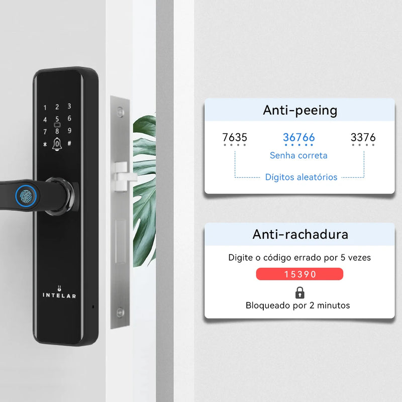 Intelar X5 Do Brasil Tuya Wifi Digital fechadura eletrônica inteligente fechadura de impressão digital para casa fechadura de casa com impressão digital senha