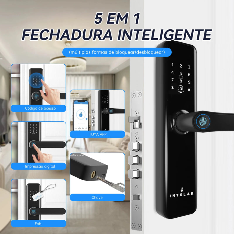 Intelar X5 Do Brasil Tuya Wifi Digital fechadura eletrônica inteligente fechadura de impressão digital para casa fechadura de casa com impressão digital senha