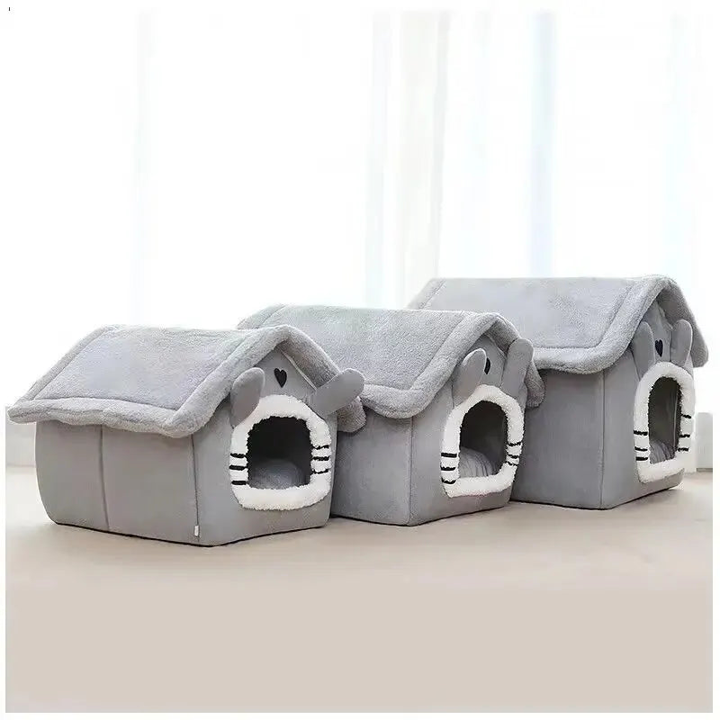 Casa de cachorro quente interna, cama macia para animais de estimação, tenda, canil, cama para gatos com almofada removível, adequada para animais de estimação pequenos, médios e grandes