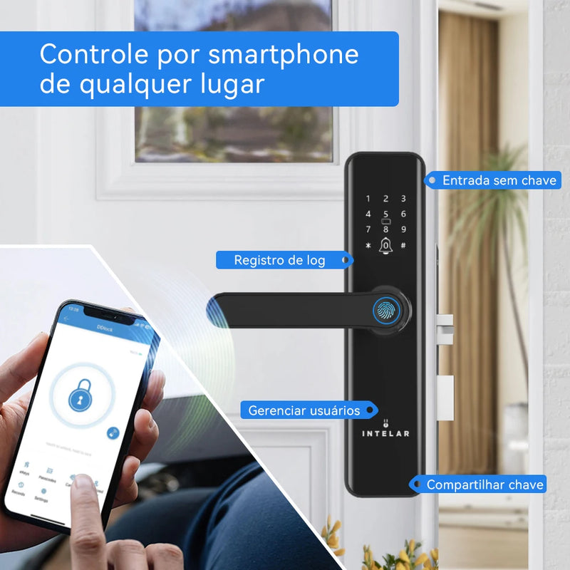 Intelar X5 Do Brasil Tuya Wifi Digital fechadura eletrônica inteligente fechadura de impressão digital para casa fechadura de casa com impressão digital senha