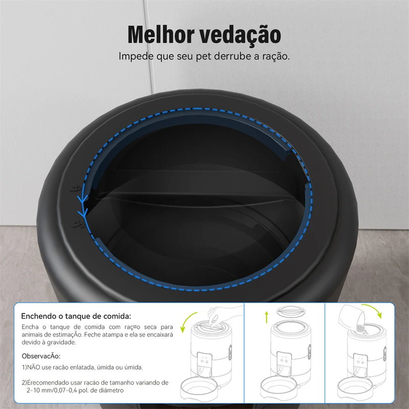 Newpet 2L Botão WIFI Inteligente Automático Alimentador de Gatos Dispensador de Alimentos para Animais de Estimação Para Alimentos Secos Gatos Cães Dispensador de Ração Tigela de Alimentos para Animais de Estimação