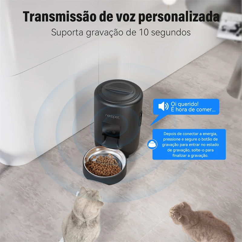 Newpet 2L Botão WIFI Inteligente Automático Alimentador de Gatos Dispensador de Alimentos para Animais de Estimação Para Alimentos Secos Gatos Cães Dispensador de Ração Tigela de Alimentos para Animais de Estimação