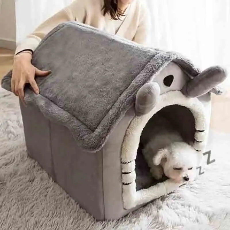 Casa de cachorro quente interna, cama macia para animais de estimação, tenda, canil, cama para gatos com almofada removível, adequada para animais de estimação pequenos, médios e grandes